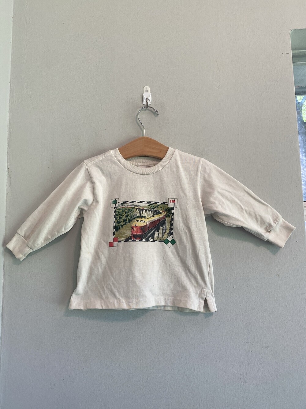 Vintage Lands End Train Graphic Long Sleeve Tee Kids 2T